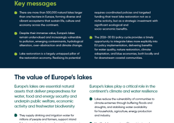 RESTORING LAKE ECOSYSTEMS TO SUPPORT MORE EFFECTIVE IMPLEMENTATION OF EU POLICIES preview
